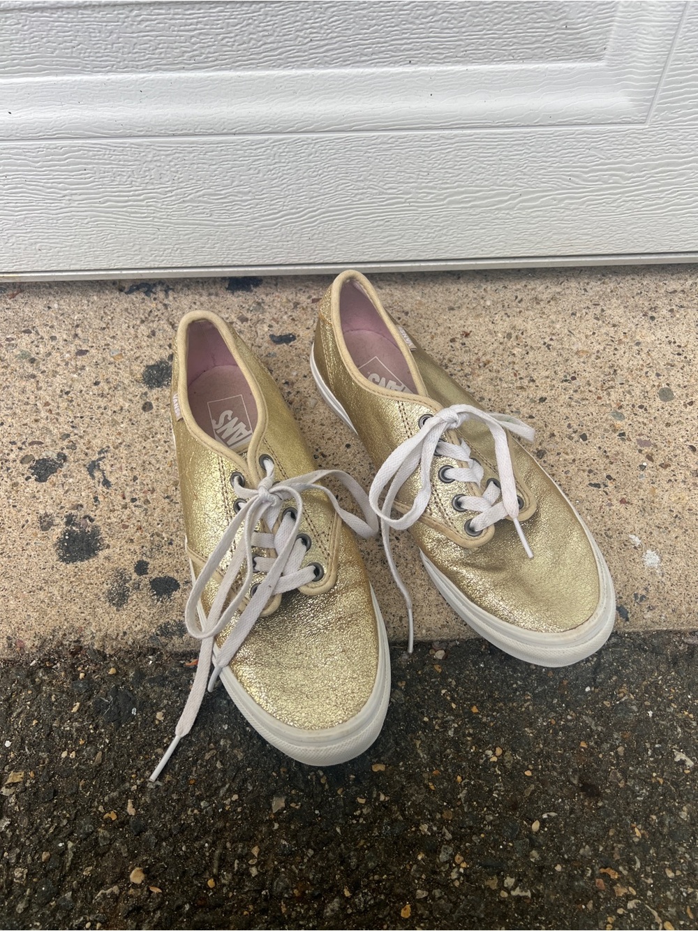 Vans Women’s Metallic Gold Low-Top Lace-Up Sneakers